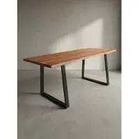 KADIMA DESIGN Massivholz Schreibtisch | Großer Bürotisch mit Baumkante | Computertisch Homeoffice | Industrial Design | Akazie Goldbraun 160x80 cm | TARN von