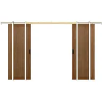 Vente-unique Versenkbare Doppelschiebetür aus MDF und Holz natur dunkel - 2 x H 205 x B 63 cm - SANDORA
