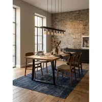 KADIMA DESIGN Esszimmertisch 200x100x76 cm Akazie Massivholz / Metall Esstisch Baumkante, Küchentisch Massiv mit Trapezbeinen in Schwarz, Holztisch Speisetisch Esszimmer Rechteckig