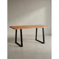 KADIMA DESIGN Massivholz Schreibtisch | Meeting Bürotisch mit Baumkante | Konferenztisch XL | Industrial Design | Akazie Goldbraun 180x90 cm | TARN von