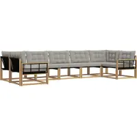 vidaXL Outdoor-Sofagarnitur mit Kissen 7 pcs Weiß und Hellgrau