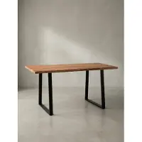 KADIMA DESIGN Massivholz Esstisch mit Baumkante | Esszimmertisch Industrial 200x100 | Küchentisch Akazie Massiv | Industrial Design | Goldbraun | Tarn von