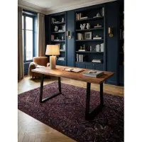 KADIMA DESIGN Schreibtisch 180x90x76 cm Akazie Massivholz / Metall Computertisch Baumkante, Homeoffice Bürotisch Massiv mit Trapezbeinen in Schwarz, Holztisch Laptoptisch Arbeitszimmer