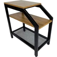 Begryf Beistelltisch Erle 59x30x59 cm Couchtisch mit Ablage Metallrahmen Holzoptik Industrial