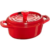 Staub Mini-Cocotte Keramik, oval, mit Deckel, Inhalt: 0,20 Liter, kirschrot