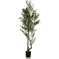 Markenlos Kunstpflanze Olive I Deko Olivenbaum künstlich 172 cm, pflegeleichter Kunstbaum, Grün