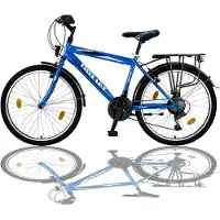Markenlos 24 Zoll Jungenfahrrad mit 21-Gang Shimano und Beleuchtung in Blau
