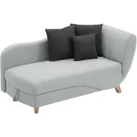 Vente-unique PENELOPE Chaiselongue aus hellgrauem Stoff mit Stauraum für Bettzeug