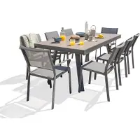 DCB Groupe 8-Sitzer-Garten-Essgruppe, Alu/Keramik auf Glassplatte