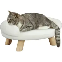 PawHut Katzensofa, Hundesofa aus Plüsch, Hundecouch mit Rückenlehne, 47 x 40 x 20 cm, Cremeweiß