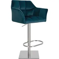 DELUKE Barhocker SIHAR - Samt Grün 64x45x88 cm Silber | Barstuhl Höhenverstellbar Mit Lehne Drehbar Tresenhocker Tresenstuhl Kneipenhocker Kneipenstuhl