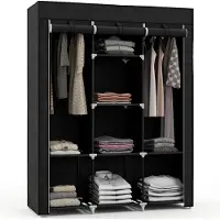 HOMCOM Stoffschrank, Faltschrank, Kleiderschrank mit Kleiderstange, 8 Ebenen