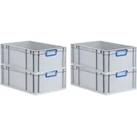 Proregal 4x Eurobox NextGen Color | HxBxT 22x40x60cm | 44 Liter | Griffe blau geschlossen | Verstärkter Boden | Eurobehälter