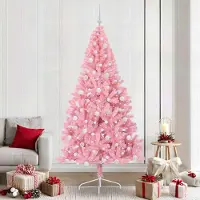 vidaXL "Schlussverkauf" Künstlicher vorbeleuchteter Weihnachtsbaum(1 pc) - Kunstbaum/Tannenbaum - Rosa 240 cm PVC C7835