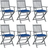 vidaXL BESTE 2022 Outdoor-Stuhl Stilvollen mit robustem ,Klappbare 6er Set Gartenstühle mit Kissen Massivholz Akazie Relaxsessel Armlehnstuhl mit Premium & schlichten Design *HOM