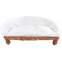 OEM Hundekissen mit Rattan-Untergrund - Hundebett aus Rattan - Hundekissen mit weichem Kissen - Hundebett aus Holz - Hundekissen mit Rattan-Rahmen - Hundebett aus Naturmaterial