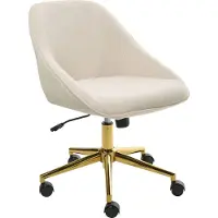Beliani Bürostuhl Hellbeige Samtbezug Bremsbare Rollen Gasdruckfeder Höhenverstellbar Drehbar Ohne Armlehnen Modern Drehstuhl Arbeitshocker