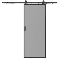 Vente-unique Schiebetür mit Laufschienensystem - Aluminium & rauchfarbenes Sicherheitsglas - 205 cm x 83 cm - LINCI II