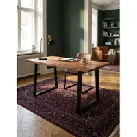 KADIMA DESIGN Schreibtisch 200x100x76 cm Akazie Massivholz / Metall Computertisch Baumkante, Homeoffice Bürotisch Massiv mit Trapezbeinen in Schwarz, Holztisch Laptoptisch Arbeitszimmer