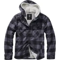Brandit Lumber Jacket Hooded Herren, mit Kapuze (Black/Grey) Größe M