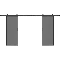 Vente-unique Doppel-Schiebetür mit Laufschienensystem - Aluminium & rauchfarbenes Sicherheitsglas - 2 x 205 x 83 cm - LINCI II