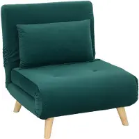 BundiGlassware Klappsessel mit Bettfunktion, Klappbarer Relaxsessel in Samtoptik, Verstellbare Lehne, bis 120 kg belastbar, Dunkelgrün