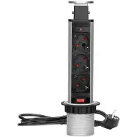 ORNO Tisch-Einbausteckdose,Turm Ø 6cm 3 fach silber 3600W