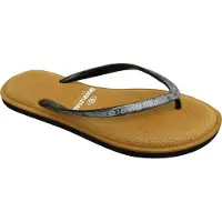 Brasileras Damen Sandalen mit rutschfester Sohle bequem schuhe strand/schwimmbad/stadt braun/silber 35/36 EU - UBSFTYC