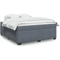 vidaXL Boxspringbett mit Matratze Dunkelgrau 180x200 cm Samt