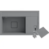 Granitan | Spülbecken Granit - Grau - 80x50x22 cm - Spülbecken RENDO + Ablaufblende