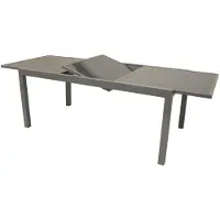FRG Großer Balkontisch Gartentisch Ausziehtisch Glas/Aluminium silbergrau ausziehbar 180-240 cm