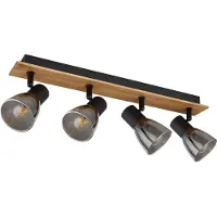 Etc-shop Deckenleuchte, Holz, Rauchglas, schwarz, Spots beweglich, L 50 cm