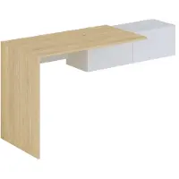 Vente-unique Konsolenschreibtisch hängend mit 2 Schränken - Holzfarben & Weiß - MOLAWA