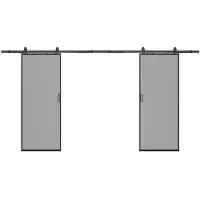 Vente-unique Doppel-Schiebetür mit Laufschienensystem - Aluminium & rauchfarbenes Sicherheitsglas - 2 x 205 cm x 93 cm - LINCI II