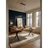 KADIMA DESIGN Esszimmertisch 140x80x76 cm Akazie Massivholz / Metall Esstisch Baumkante, Küchentisch Massiv mit X-Beinen in Schwarz, Holztisch Speisetisch Esszimmer Rechteckig
