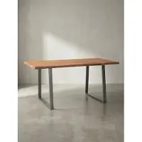 KADIMA DESIGN Massivholz Esstisch | Akazienholz Esszimmertisch mit Baumkante | Küchentisch mit Metallbeinen | Industrial Design | 140x80 cm Goldbraun | Tarn von