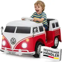 Actionbikes Motors Kinder Elektroauto VW Bus T1 | Camper- Spielzeugauto - Kinderauto elektrisch - Elektrofahrzeug - mit Fernbedienung - ab 3 Jahre Rot