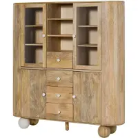 MASSIVMOEBEL24.DE MASSIVMOEBEL24 Highboard Mango 150x40x160 natur lackiert / Marmor weiß FLORENZ #127