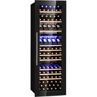 Klarstein Einbau-Weinkühlschrank, 246 L Getränkekühlschrank Schmal, 3 Zonen Weinkühlschrank mit Glastür, Indoor/Outdoor Beersafe, Großer Kühlschrank, 5-18°C, 89 Flaschen