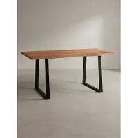 KADIMA DESIGN Massivholz Schreibtisch | Kompakter Bürotisch mit Baumkante | Computertisch für kleine Räume | Industrial Design | Akazie Goldbraun 120x60 cm | TARN von