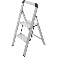 Mephisto Trittleiter Klappleiter Stufenleiter Haushaltsleiter Flach aus Aluminium mit Bügel mit 2 Stufen bis 150 kg Tragkraft