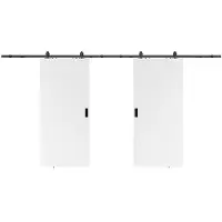 Vente-unique Doppel-Schiebetür mit Laufschienensystem - 2 x 205 x 73 cm - MDF + Kunststoff (PVC) - Weiß - VARIN II