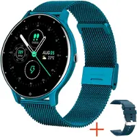 TPFNet Smartwatch mit Milanaise Armband + Silikon Armband - individuelles Display - Smart Watch Armbanduhr mit Social Media und vieles mehr - Blau