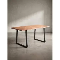 KADIMA DESIGN Massivholz Esstisch mit Baumkante | Esszimmertisch Industrial 180x90 | Küchentisch Akazie Massiv | Industrial Design | Goldbraun | Tarn von