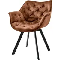 Riess Stuhl THE DUTCH COMFORT rost braun Samt Metall mit Armlehnen modern drehbar