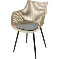 Riess Design Stuhl SIGNUM greige schwarz Kunststoff Indoor Outdoor mit Armlehnen Essstuhl Gartenstuhl Balkonstuhl