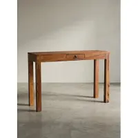 KADIMA DESIGN Schreibtisch Klein mit Schublade | Computer-Arbeitstisch Massivholz | Home Office Bürotisch Platzsparend | Modern Handgefertigt | Dunkelbraun Sheesham 118x40x76 cm | Mosel Kollektion von
