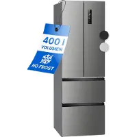 Bomann French Door Kühlschrank No Frost | Total No Frost | 400 Liter | mit Gefrierfach | Side by Side mit MultiAirflow-System | KG 7354 inox-look