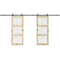 Vente-unique Wandschiebetüren aus Holz und gehärtetem Glas - 3 Fenster - 2 x H 205 x B 73 cm - ACOSTA II