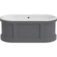 Vente-unique Freistehende Badewanne im rustikalen Stil - Grau matt - 161 l - 152 x 74 x 60 cm - CAVASO